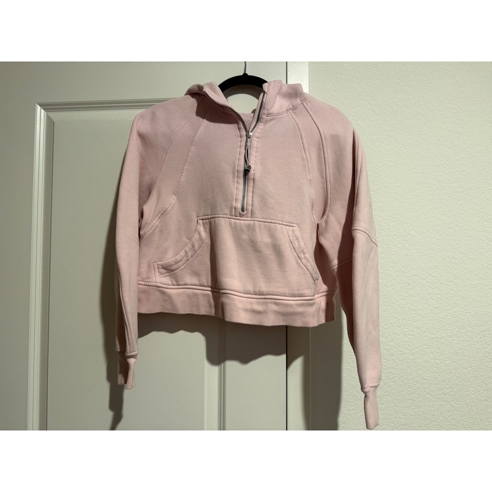 Lululemon Scuba Oversized Half Zip Hoodie Pink Cropped Sweatshirt